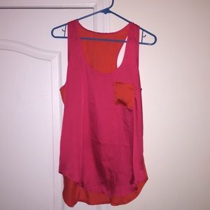 Silky Hot Pink and Orange Racerback Tank Top